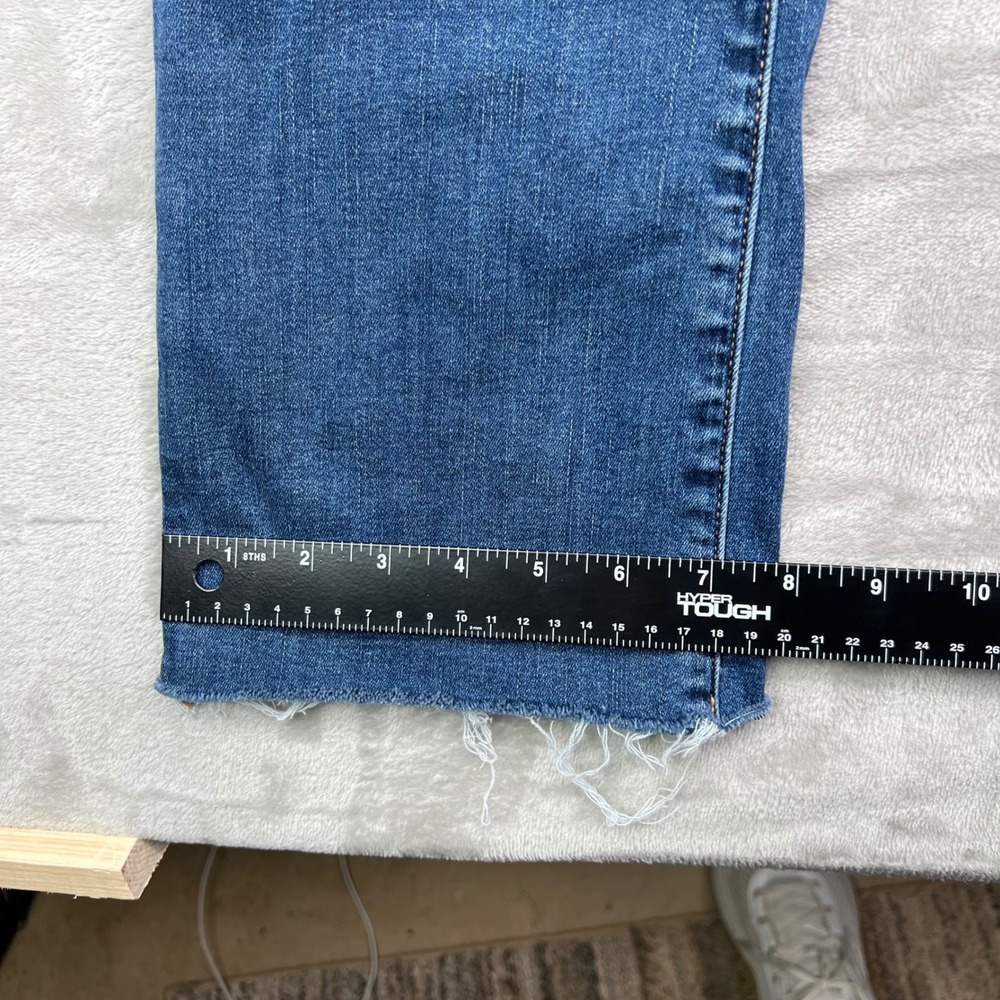 American Eagle High-Rise Skinny Kick Jeans Womens 4 Long Blue Stretch Raw Hem - Picture 8 of 16